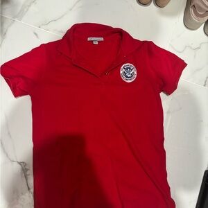 Port Authority Red Women’s Polo Shirt with Homeland Security Patch Logo